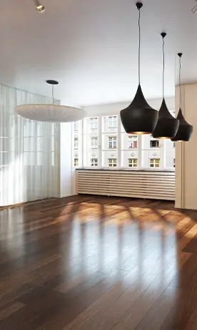 Close-up of finished hardwood floor by Vilchis in Durham NC
